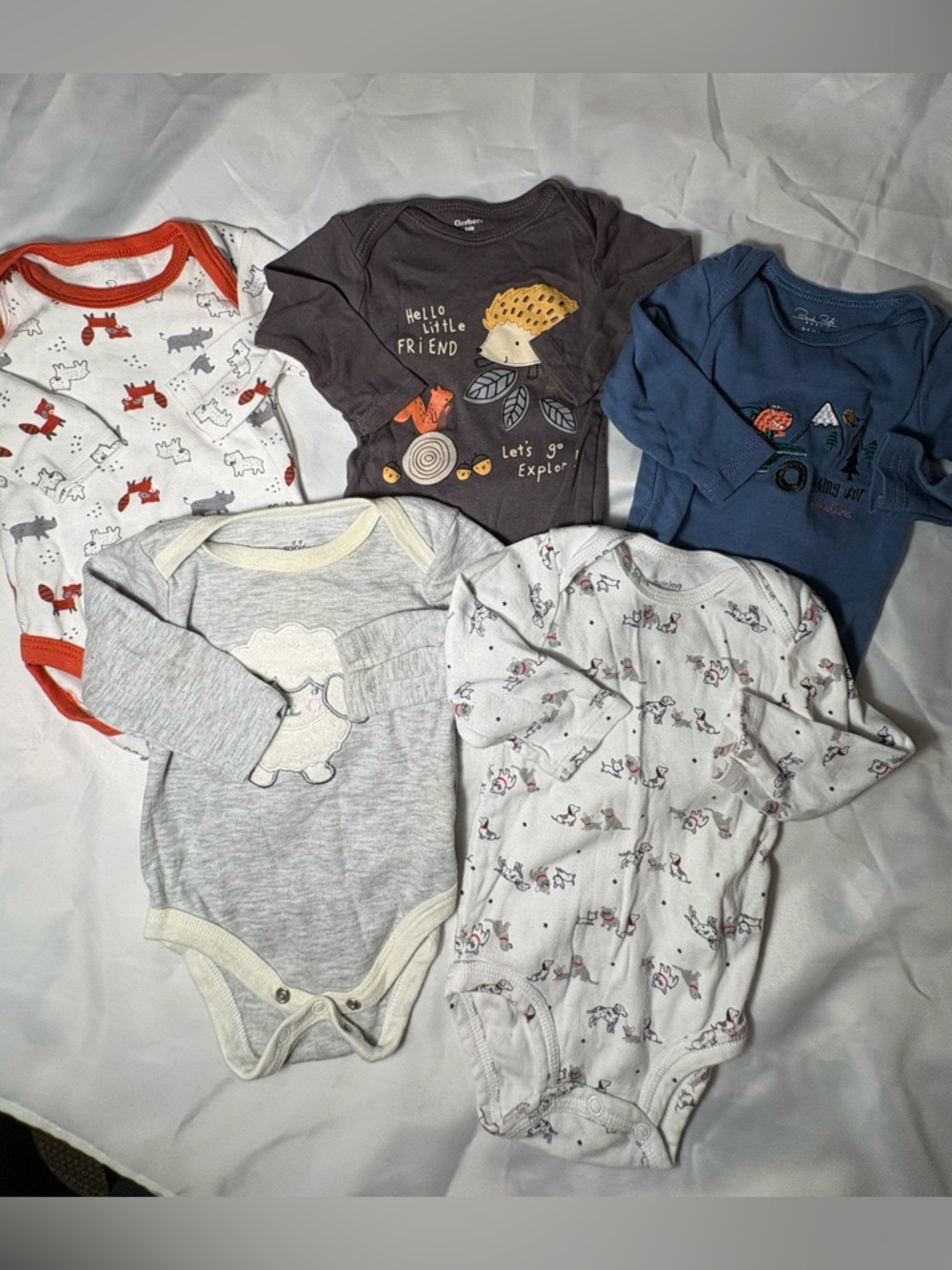 5pc Baby Boy Bodysuit Bundle 3-6M Gerber Carter’s Animal Print